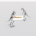 Artistic Rendering Of Two Standing Dinosaur Skeletons On White Background