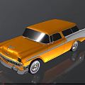 Vintage Orange And White Classic Car With Shiny Exterior And Retro Design