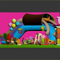 Colorful Indoor Kids Playroom With Slide Balloons Castle And Toys