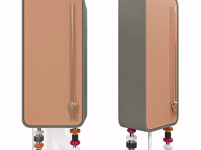 Orange And Gray Entryway Sidetable Cabinet With Metal Handles And Colorful Decorative Feet 3d model