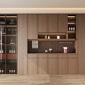 Modern Wooden Wine Cabinet With Glass Door And Wine Bottle Storage Display Shelves