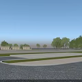Classical Landscape Walls With Columns And Decorative Panels In Tree Surrounded Plaza 3d model