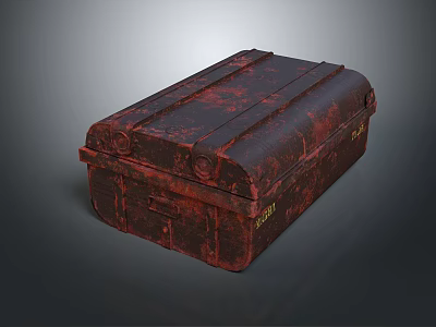 Rustic Vintage Red Leather Trunk With Distressed Finish And Brass Hardware 3d model