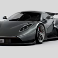 Black Supercar with Sleek Aerodynamic Design Sporty Exterior Large Wheels and Rear Spoiler