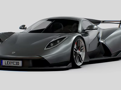 Black Supercar with Sleek Aerodynamic Design Sporty Exterior Large Wheels and Rear Spoiler 3d model