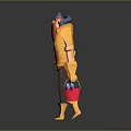 Cartoon Game Movie Character With Yellow Coat Orange Beard Red Bucket And Blue Tools