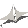 Modern Tensile Membrane Structure With White Canopy And Supporting Frame Design 3d model