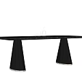 Modern Elegant Black Dining Table With Geometric Base Glass Top And Minimalist Design