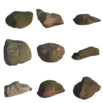 Moss Stone Boulder Rock 3d model