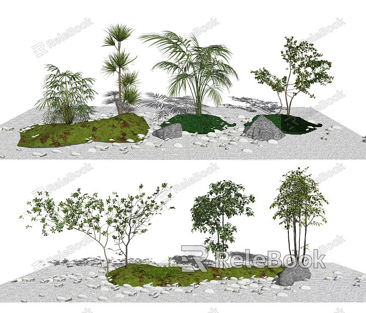 Modern landscape sketch plant green plant landscape tree model