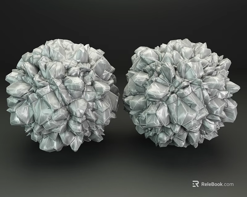 Stone Wood Spherical Objects Composed Of Fragmented Gray Pieces On Dark Background 3d model 
