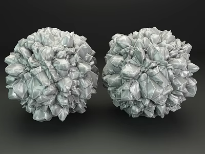 Stone Wood Spherical Objects Composed Of Fragmented Gray Pieces On Dark Background 3d model