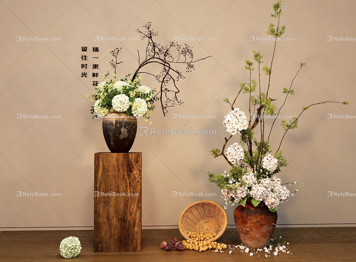 New Chinese Floral Ornaments Floral Floral Ceramic Vase Decorations 3d model