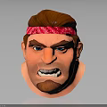 Cartoon Male Character Head With Red Hair Red Bandana Blue Eyes And Angry Expression