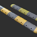 Gray And Yellow Striped Speed Bumps With Perforated Design For Road Safety