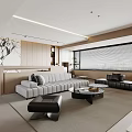 Modern Living Dining Room Interior With Sofa Coffee Table And Wall Artwork 3d model