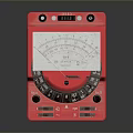 Red Analog Multimeter With Dial Display And Knob Controls For Electronic Testing