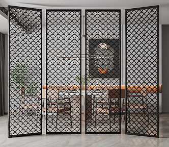 Chinese-style screen partition screen 3d model