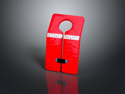 Red Life Jacket As Essential Daily Living Safety Equipment With Adjustable Strap 3d model