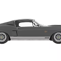 Classic Vintage Car With White Stripes Front Grille And Wooden Steering Wheel Dashboard