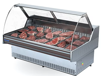 Commercial Stainless Steel Refrigerated Meat Display Showcase With Glass Door For Retail 3d model