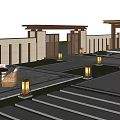 Modern Chinese Style Detached Villa With Courtyard Porch And Fence Exterior Design