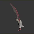 3D Render Red And White Bat Game Movie Character With Transparent Skeletal Wings