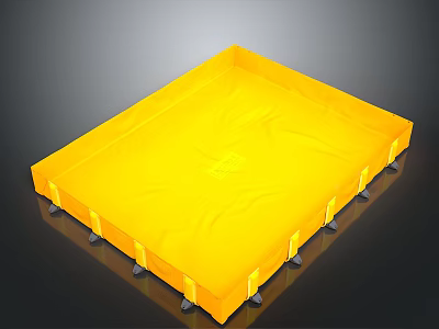 Yellow Square Transport Tray With Black Caster Wheels For Easy Movement 3d model