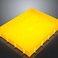 Yellow Square Transport Tray With Black Caster Wheels For Easy Movement