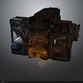 Industrial Metallic Equipment With Complex Structure And Orange Glowing Interior Components