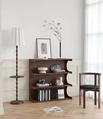 Sideboard Cabinet Floor Lamp Dry Accessories Ornaments Leisure Chair Book Decorative Painting Low Cabinet Book 3d model
