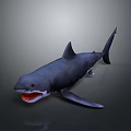 Aquatic Animal Shark 3D Model with Open Mouth and Sharp Teeth on Gray Background 3d model