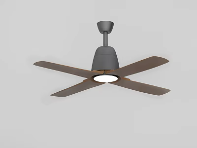 Modern Ceiling Fan with Light Gray Motor and Wooden Blades Design 3d model