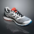 Lightweight Running Shoes Gray Black With Red Tongue Breathable Mesh Upper Blue Red Sole
