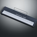 Black Digital Electronic Keyboard With White Keys Control Panel And Music Stand Design