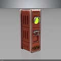 Red Vertical Equipment With Grid Design Transparent Section Green Component Silver Handle And Orange Elements 3d model