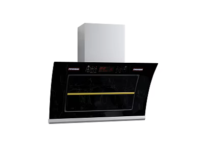 Modern Black Range Hood Kitchen Appliance With White Body And Digital 3d model