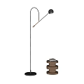 Modern Black Floor Lamp With Adjustable Arm And Spherical Shade 3d model