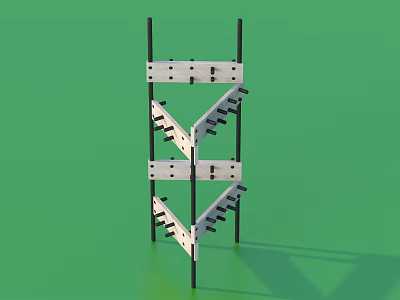 Multi Tier Storage Rack with Black Frame and White Shelves for Home Organization 3d model