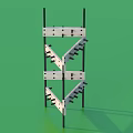 Multi Tier Storage Rack with Black Frame and White Shelves for Home Organization