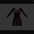 Elegant Purple Long Sleeve V Neck Dress With Ruffled Hem Design Details