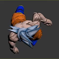 Anime Character With Blue Hair Muscular Build Orange Pants Blue Belt And Blue Shoes
