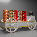 Commercial Wheeled Retail Cart Featuring Packaged Goods And Digital Display For Merchandising