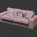 Modern Upholstered Light Beige Sectional Sofa With Three Geometric Accent Pillows 3d model