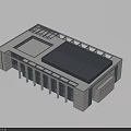 Modern Commercial Complex Architecture With Flat Roof And Structured Columned Facade Design 3d model