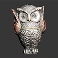 Intricately Designed Owl Sculpture With Detailed Feather Patterns Vibrant Wing Accents And Realistic Eye Details