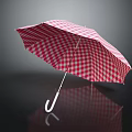 Stylish Red And White Checkered Umbrella With Classic Design And Curved Handle