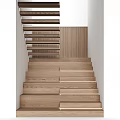 Modern Wooden Staircase Design With Illuminated Steps And Wall Panel Details