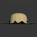 Stylish Beige Wide Brim Straw Hat With Dark Purple Bow Decoration