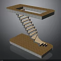 Modern Floating Staircase Design With Square Concrete Platforms And Wooden Steps